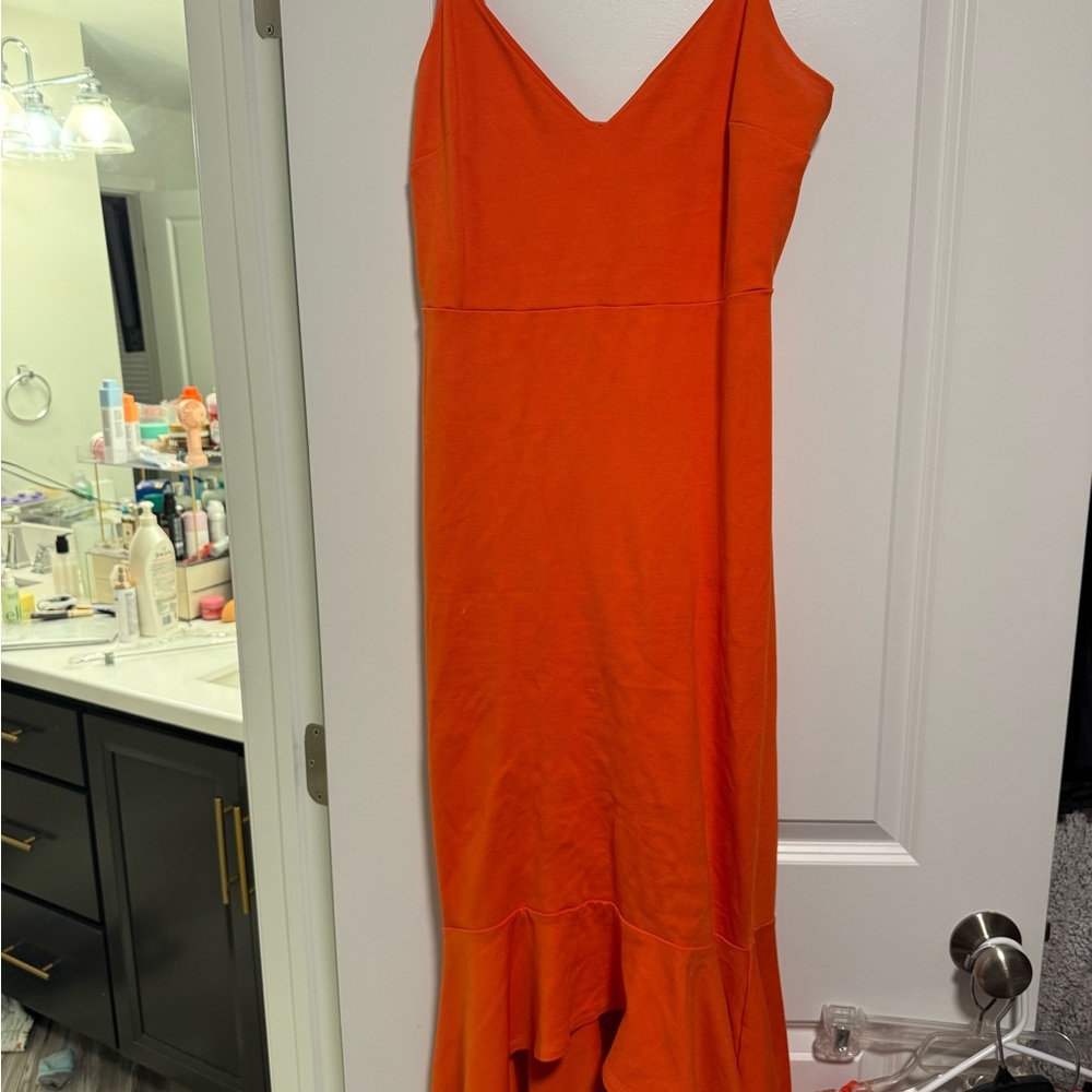 Chic Orange High Low Dress